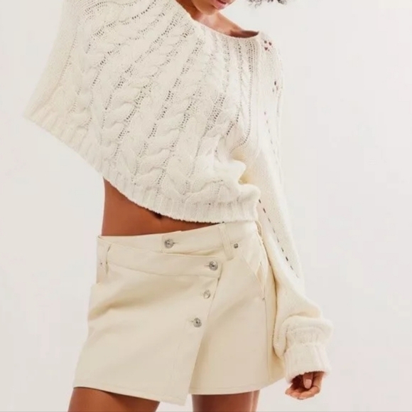 We The Free " Wynne" Vegan Leather Skirt-lvory-Size 31 - Picture 6 of 9